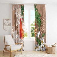 Polynesian Window Curtain Tropical Santa - Plumeria Beige Vintage LT7 - Polynesian Pride