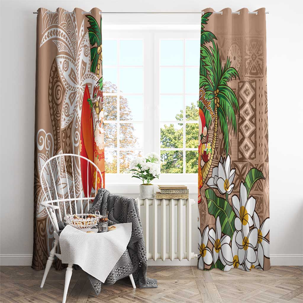 Polynesian Window Curtain Tropical Santa - Plumeria Beige Vintage LT7 - Polynesian Pride