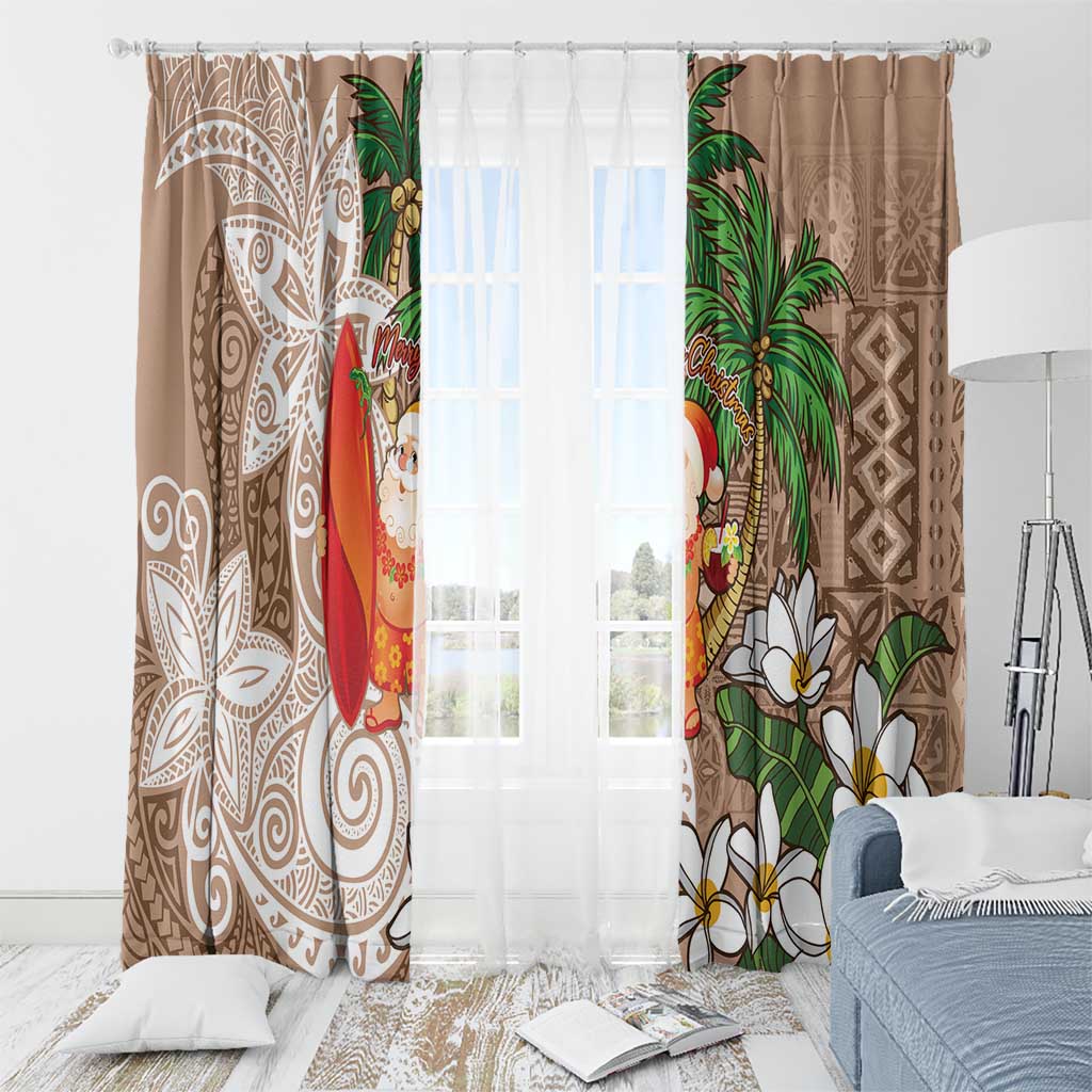 Polynesian Window Curtain Tropical Santa - Plumeria Beige Vintage LT7 - Polynesian Pride