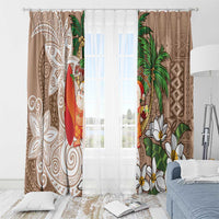 Polynesian Window Curtain Tropical Santa - Plumeria Beige Vintage LT7 - Polynesian Pride