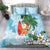 Polynesian Bedding Set Tropical Santa - Plumeria Turquoise Vintage