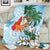 Polynesian Blanket Tropical Santa - Plumeria Turquoise Vintage