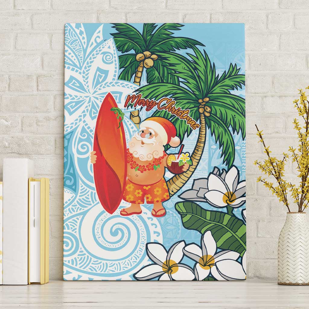 Polynesian Canvas Wall Art Tropical Santa - Plumeria Turquoise Vintage LT7 Without Frame Turquoise - Polynesian Pride