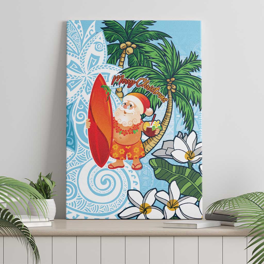 Polynesian Canvas Wall Art Tropical Santa - Plumeria Turquoise Vintage LT7 - Polynesian Pride