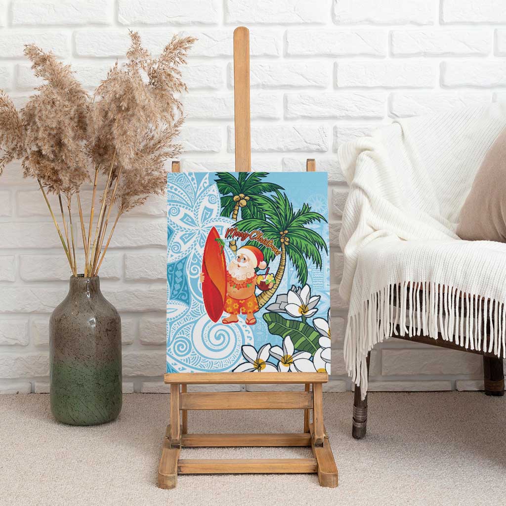 Polynesian Canvas Wall Art Tropical Santa - Plumeria Turquoise Vintage LT7 - Polynesian Pride