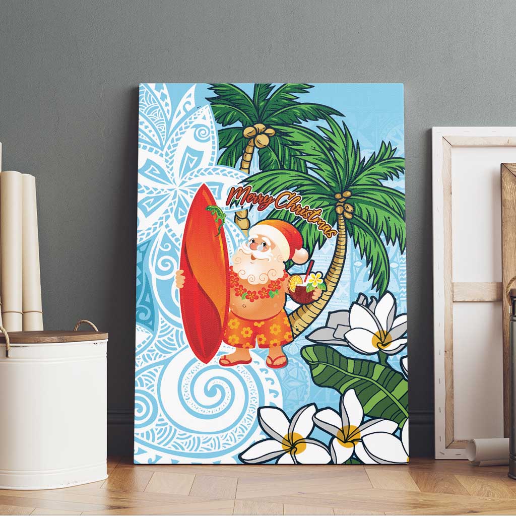 Polynesian Canvas Wall Art Tropical Santa - Plumeria Turquoise Vintage LT7 - Polynesian Pride