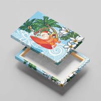 Polynesian Canvas Wall Art Tropical Santa - Plumeria Turquoise Vintage LT7 - Polynesian Pride