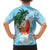 Polynesian Family Matching Short Sleeve Bodycon Dress and Hawaiian Shirt Tropical Santa - Plumeria Turquoise Vintage