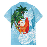 Polynesian Hawaiian Shirt Tropical Santa - Plumeria Turquoise Vintage LT7 - Polynesian Pride