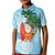 Polynesian Kid Polo Shirt Tropical Santa - Plumeria Turquoise Vintage