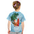 Polynesian Kid T Shirt Tropical Santa - Plumeria Turquoise Vintage