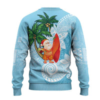 Polynesian Ugly Christmas Sweater Tropical Santa - Plumeria Turquoise Vintage LT7 - Polynesian Pride