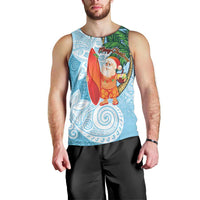 Polynesian Men Tank Top Tropical Santa - Plumeria Turquoise Vintage LT7 - Polynesian Pride