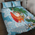 Polynesian Quilt Bed Set Tropical Santa - Plumeria Turquoise Vintage