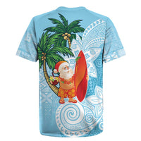 Polynesian Rugby Jersey Tropical Santa - Plumeria Turquoise Vintage LT7 - Polynesian Pride
