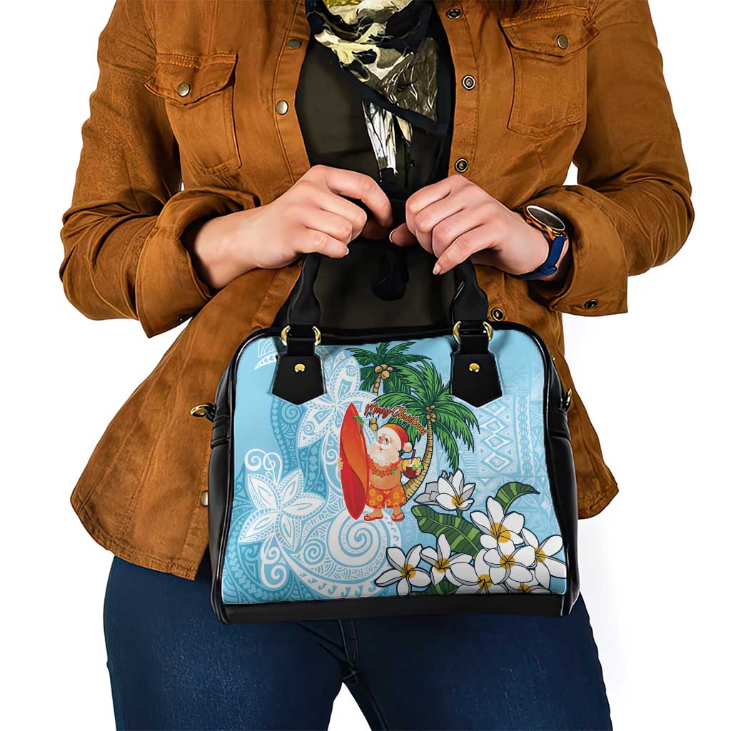 Polynesian Shoulder Handbag Tropical Santa - Plumeria Turquoise Vintage LT7 - Polynesian Pride
