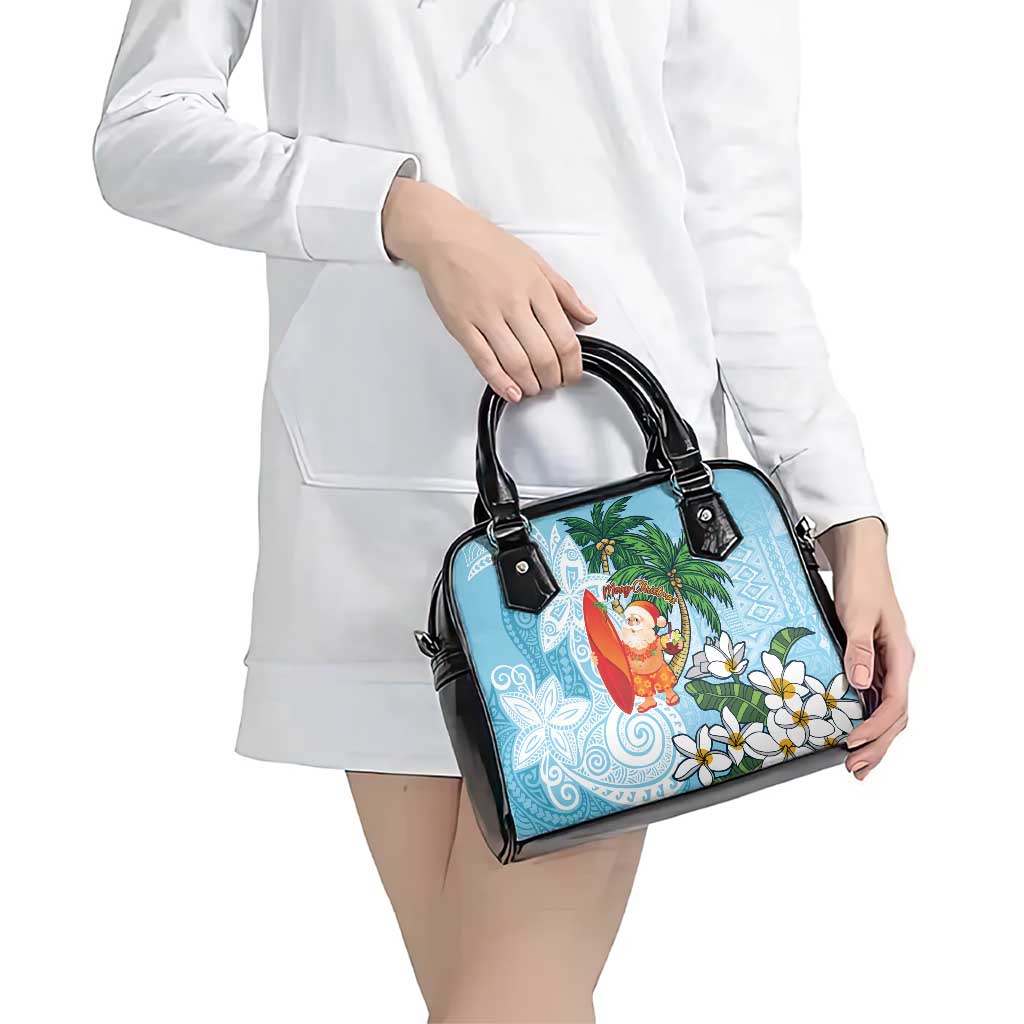 Polynesian Shoulder Handbag Tropical Santa - Plumeria Turquoise Vintage LT7 - Polynesian Pride