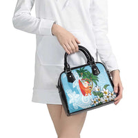 Polynesian Shoulder Handbag Tropical Santa - Plumeria Turquoise Vintage LT7 - Polynesian Pride
