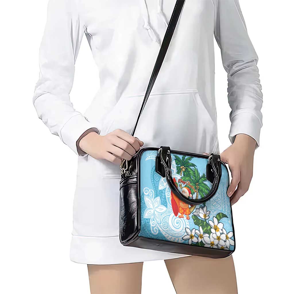 Polynesian Shoulder Handbag Tropical Santa - Plumeria Turquoise Vintage LT7 - Polynesian Pride