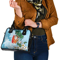 Polynesian Shoulder Handbag Tropical Santa - Plumeria Turquoise Vintage LT7 - Polynesian Pride