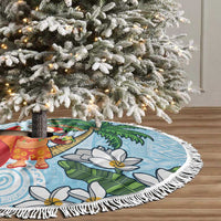 Polynesian Tree Skirt Tropical Santa - Plumeria Turquoise Vintage LT7 - Polynesian Pride