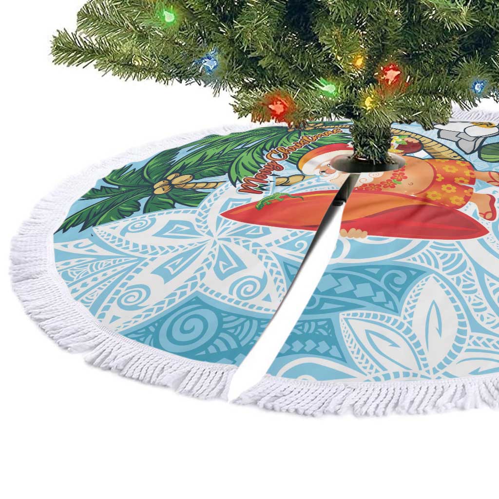 Polynesian Tree Skirt Tropical Santa - Plumeria Turquoise Vintage LT7 - Polynesian Pride