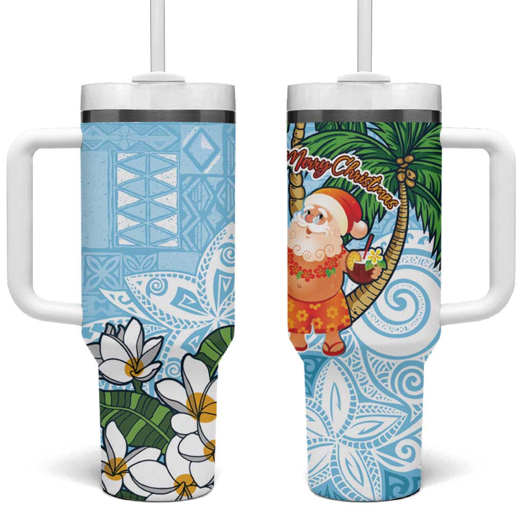Polynesian Tumbler With Handle Tropical Santa - Plumeria Turquoise Vintage LT7 One Size: 40 oz Turquoise - Polynesian Pride