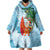 Polynesian Wearable Blanket Hoodie Tropical Santa - Plumeria Turquoise Vintage