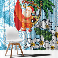 Polynesian Window Curtain Tropical Santa - Plumeria Turquoise Vintage LT7 - Polynesian Pride