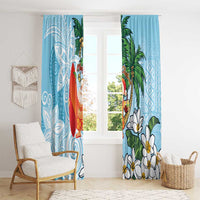 Polynesian Window Curtain Tropical Santa - Plumeria Turquoise Vintage LT7 - Polynesian Pride