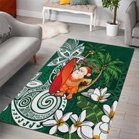 Polynesian Area Rug Tropical Santa - Plumeria Green Vintage LT7 - Polynesian Pride