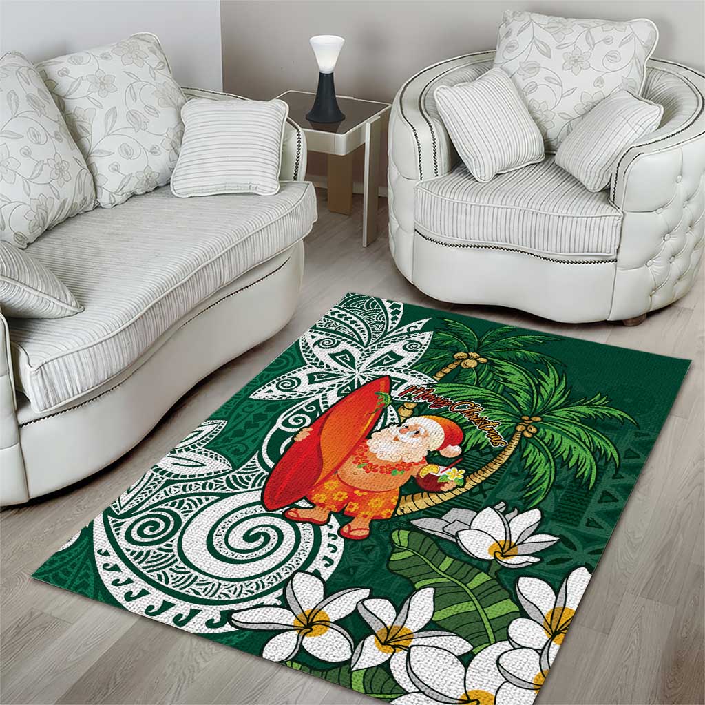 Polynesian Area Rug Tropical Santa - Plumeria Green Vintage LT7 - Polynesian Pride