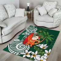 Polynesian Area Rug Tropical Santa - Plumeria Green Vintage LT7 - Polynesian Pride