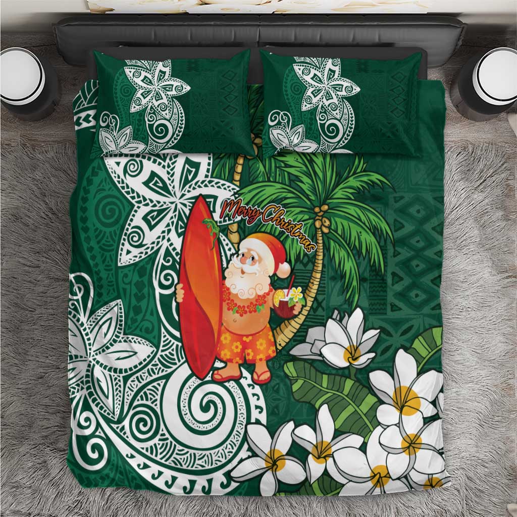 Polynesian Bedding Set Tropical Santa - Plumeria Green Vintage LT7 Green - Polynesian Pride