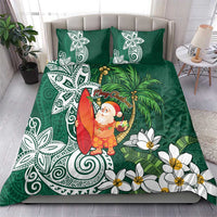 Polynesian Bedding Set Tropical Santa - Plumeria Green Vintage LT7 - Polynesian Pride