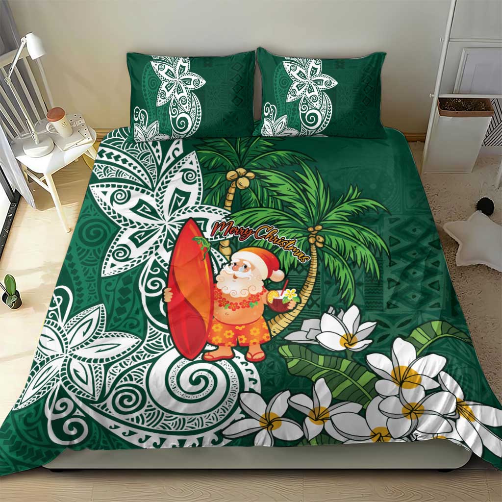 Polynesian Bedding Set Tropical Santa - Plumeria Green Vintage LT7 - Polynesian Pride