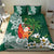 Polynesian Bedding Set Tropical Santa - Plumeria Green Vintage