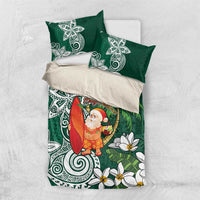 Polynesian Bedding Set Tropical Santa - Plumeria Green Vintage LT7 US Twin 172cm x 218cm Green - Polynesian Pride