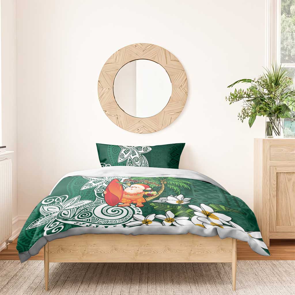 Polynesian Bedding Set Tropical Santa - Plumeria Green Vintage LT7 - Polynesian Pride