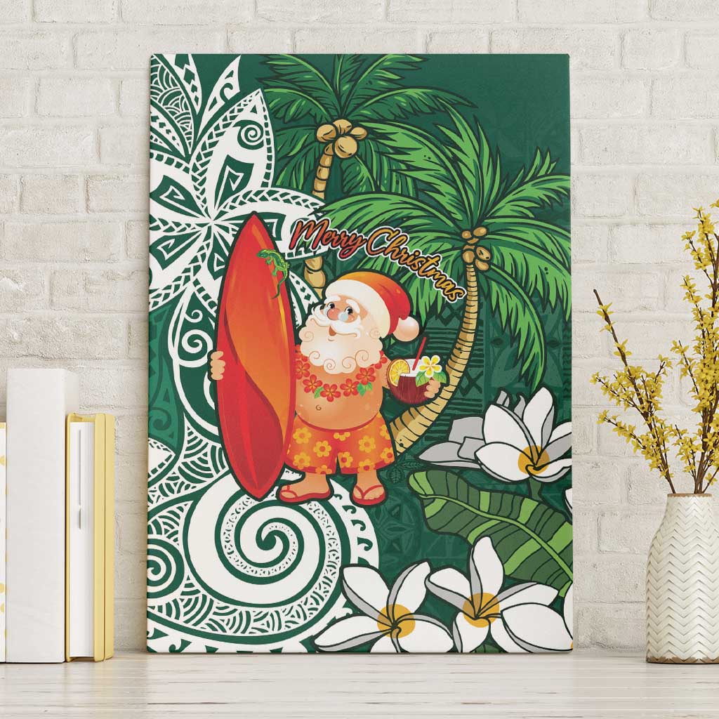 Polynesian Canvas Wall Art Tropical Santa - Plumeria Green Vintage LT7 Without Frame Green - Polynesian Pride