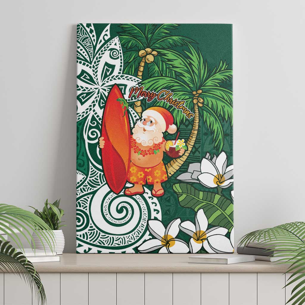 Polynesian Canvas Wall Art Tropical Santa - Plumeria Green Vintage LT7 - Polynesian Pride