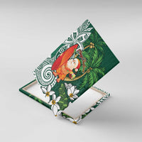Polynesian Canvas Wall Art Tropical Santa - Plumeria Green Vintage LT7 With Frame Green - Polynesian Pride