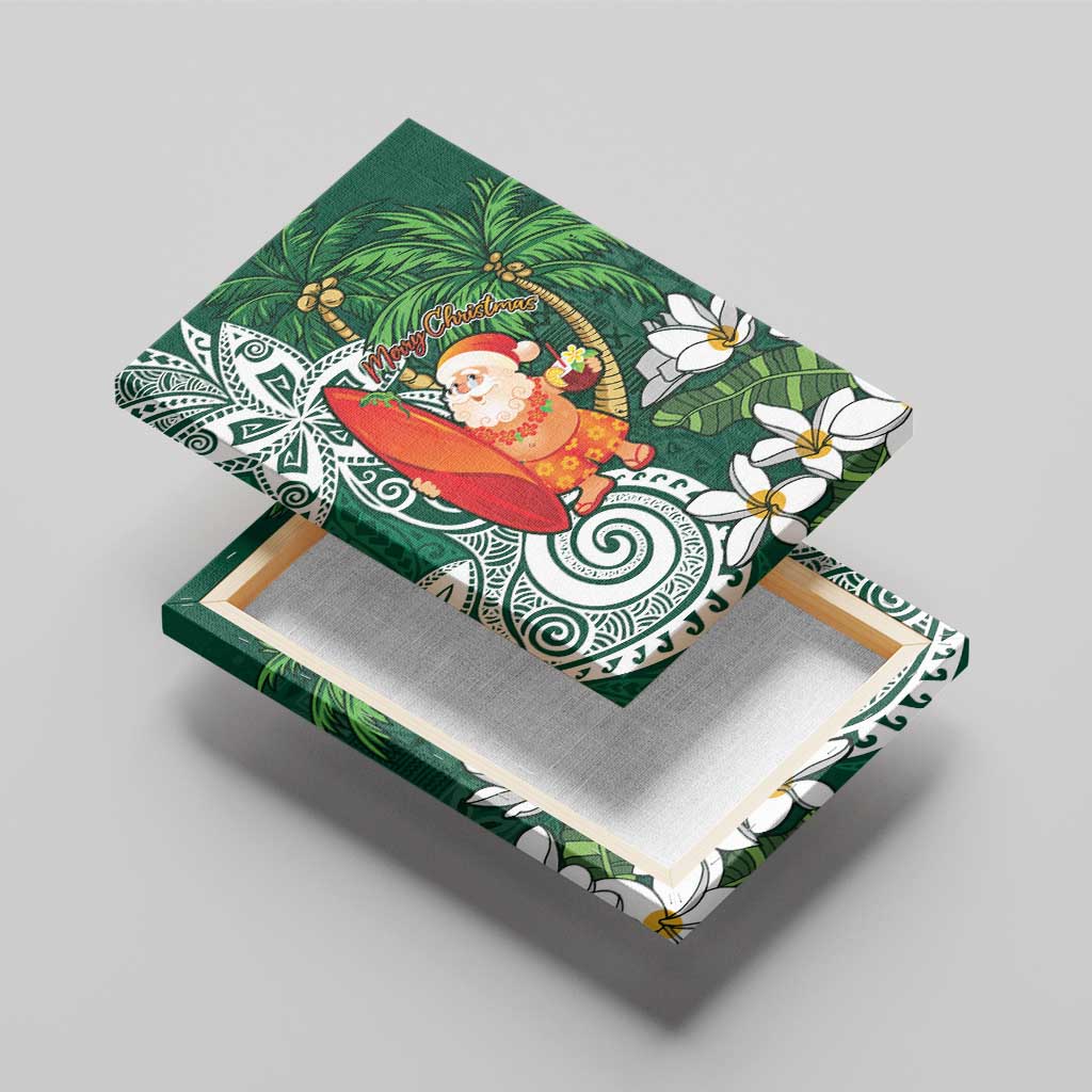 Polynesian Canvas Wall Art Tropical Santa - Plumeria Green Vintage LT7 - Polynesian Pride