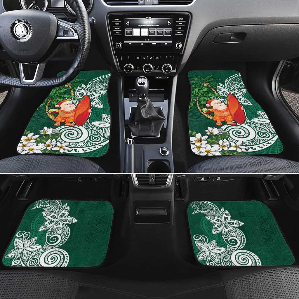Polynesian Car Mats Tropical Santa - Plumeria Green Vintage LT7 Set 4pcs Green - Polynesian Pride