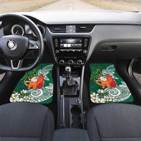 Polynesian Car Mats Tropical Santa - Plumeria Green Vintage LT7 Set 2pcs - Front Green - Polynesian Pride
