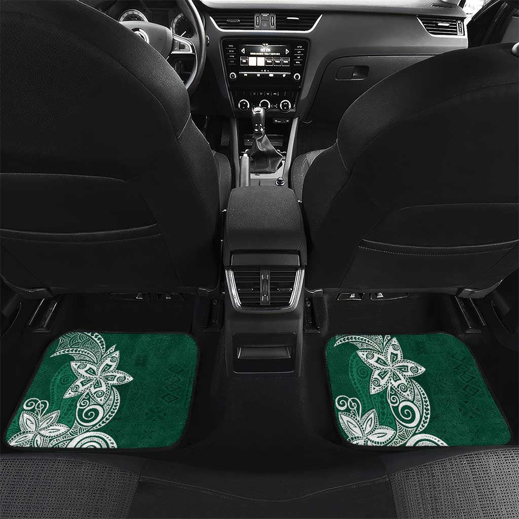 Polynesian Car Mats Tropical Santa - Plumeria Green Vintage LT7 Set 2pcs - Back Green - Polynesian Pride