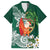 Polynesian Family Matching Off The Shoulder Long Sleeve Dress and Hawaiian Shirt Tropical Santa - Plumeria Green Vintage