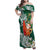 Polynesian Family Matching Off Shoulder Maxi Dress and Hawaiian Shirt Tropical Santa - Plumeria Green Vintage