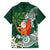 Polynesian Family Matching Short Sleeve Bodycon Dress and Hawaiian Shirt Tropical Santa - Plumeria Green Vintage