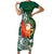 Polynesian Family Matching Short Sleeve Bodycon Dress and Hawaiian Shirt Tropical Santa - Plumeria Green Vintage